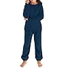 Teens Boys Girls Fuzzy Fleece 𝐏a𝐣amas Set Solid Crewneck Tops & Pants Kids Padded Plush Sweatsuit (Navy, 11-12 Years)