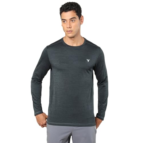 Image of TECHNOSPORT Men's Slim Fit Full Sleeve Round Neck T-Shirt, Double Cool Quick Dry Moisture Wicking Stretchable Sports Gym and Casual Wear