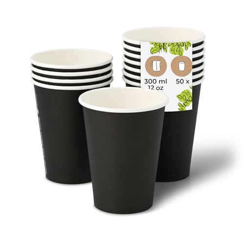 BIOZOYG Gobelet en carton 50 pièces 300 ml / 12 oz, 90 mm - Gobelets jetables pour café - Gobelets en carton pour boissons chaudes - Alternative aux gobelets...