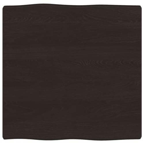 vidaXL Table Top in Dark Grey, 60x60 cm, Treated Solid Oak, Handcrafted, with Distinctive Live Edge, Square Shape, Ideal for Home & Office