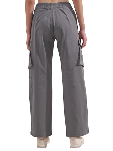 Image of Tokyo Talkies Pure Cotton Straight Wide Leg Cargo Pants |Relaxed Fit Utility Trousers
