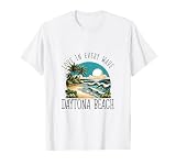 Amate le spiagge tropicali con palme e onde che si infrangono? Questo design con ''Daytona Beach - Love in every wave'' cattura perfettamente la bellezza del mare al tramonto!