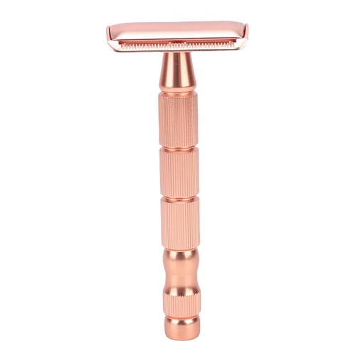 HETHLIF Herramienta de Afeitado Manual para Hombres y Mujeres Afeitado de Repuesto único Sin Irritación para Pieles Sensibles Compacto Apto para Viajes con de Metal (oro rosado)