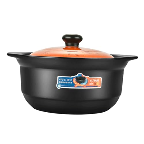 Garneck Olla de para Guisos Cazuela Resistente al Calor con Tapa para Cocina Doméstica para Estofados Sopas y Arroz Compatible con Cocina de Gas Fácil de Limpiar