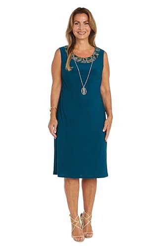 Image of R&M Richards Women's 2-Piece Knee Length Banded Hi-Lo Sequined Jacket Dress W /Detachable Necklace