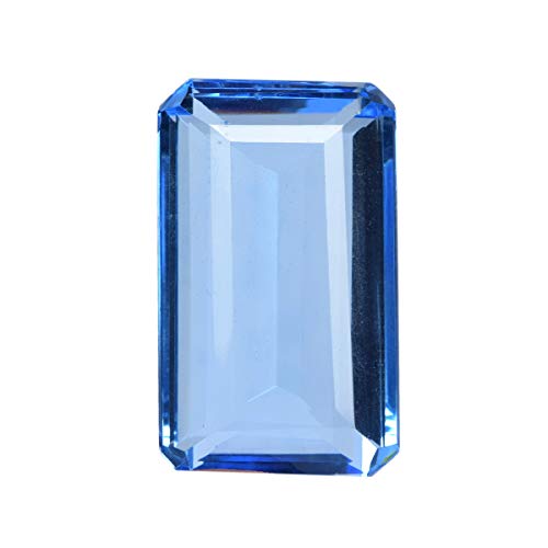 gemhub Faceted Blue Topaz 136.00 Ct. Perfect Emerald Cut Loose Gemstone for Jewelry Making