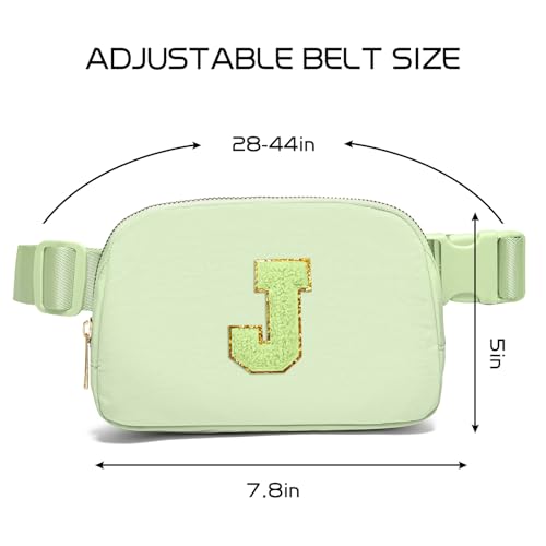 Image of Gitus Gifts for 8 9 10 11 12 Year Old Girls Belt Bag Fanny Pack Crossbody Bags with Initial Letter Patch Cute Stuff Birthday Gifts for Teen Girls Women Personalized Trend Stuff (Light Green-J)