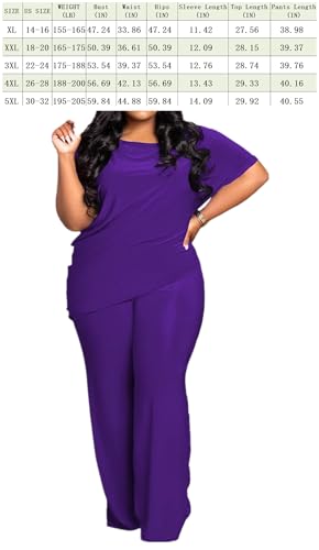 Plus Size 2 Piece Sets for Curvy Women Sexy Fall Short Sleeve Tops Casual Wide Leg Pants Sets Sweatsuits3