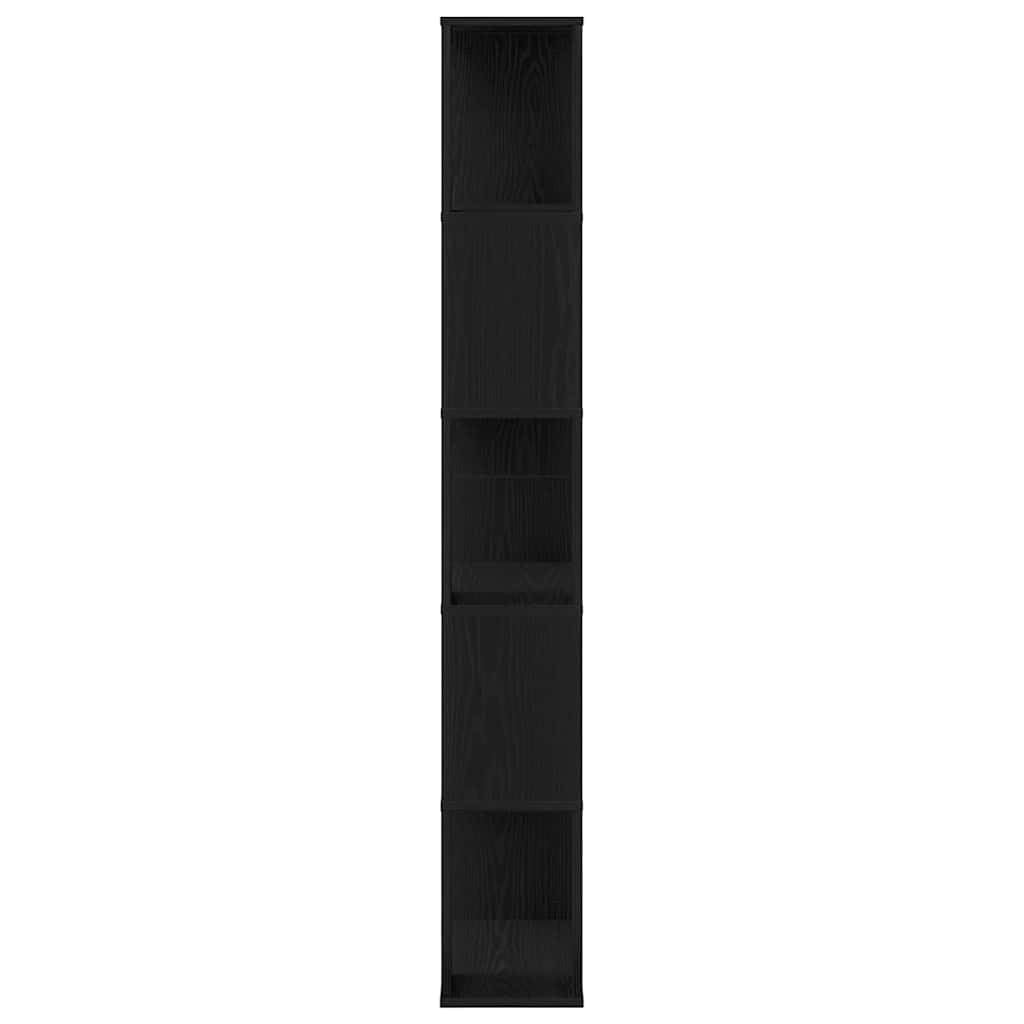 Libreria nera effetto rovere, 45 x 23,5 x 162,5 cm, con 5 ripiani, scaffale versatile per soggiorno, ufficio, cameretta dei bambini, corridoio, ideale per libri, documenti, decorazione e