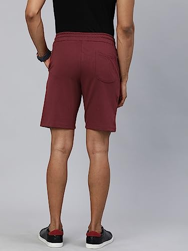 Image of The Indian Garage Co Men Slim Fit Solid Mid-Rise Knitted Shorts