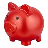 HengDu Cute Piggy Bank, Made of Drop-Resistant Environmentally Friendly Plastic, a Great Gift for Children (Red)