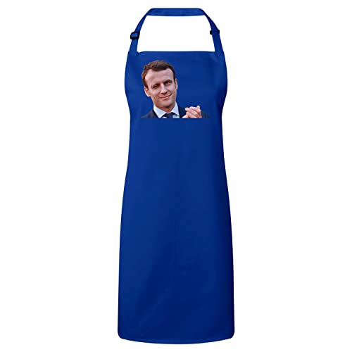 Tablier cuisine bleu Macron vêtement de protection anti-taches humour France