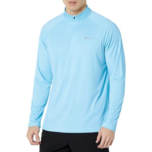 Men's UPF 50+ Rash Guard 1/4 Zip Stand Collar Swim Shirt Long Sleeve