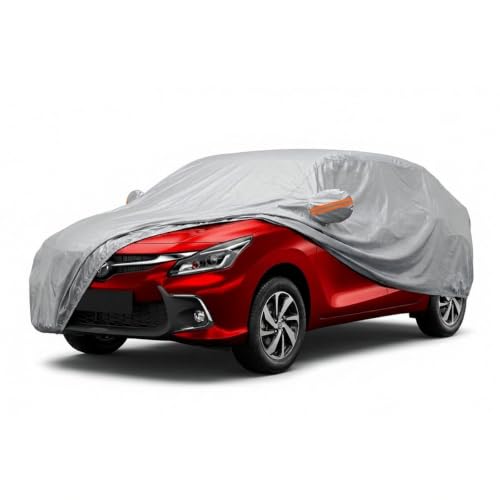 Image of myTVS 100% Waterproof Car Body Cover for Toyota Glanza - Custom-Fit, Double-Layer, UV & Dust Proof, Mirror Pockets & Elastic Clip Lock (CSK 4)