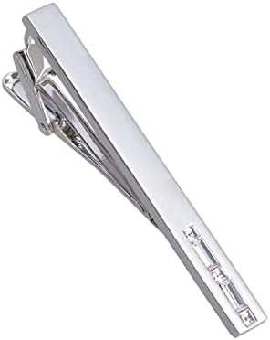 Jonwo Men's Crystal Tie Clip Silver Tone Tie Bar for Gentleman Regular Necktie Tie Clip for Business Anniversary (White Crystal)