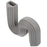 HEMOTON Jarrón de Cerámica Geométrico S-Shaped para Decoración de Centro de Mesa y Chimenea, Color Verde Claro y Diseño Delicado
