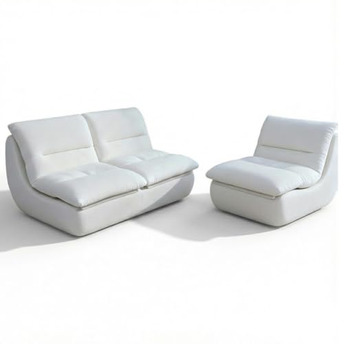 Coco Living Pack Nuvia Living | Canapé 2 Places + Fauteuil 1 Place | Design Moderne | Confort Ultra Moelleux pour Salon | Mobilier Haut de Gamme Chic(Blanc...