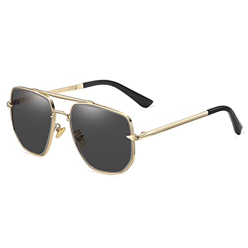 Lunettes de soleil pilote pour hommes en métal C5 Or Gris
