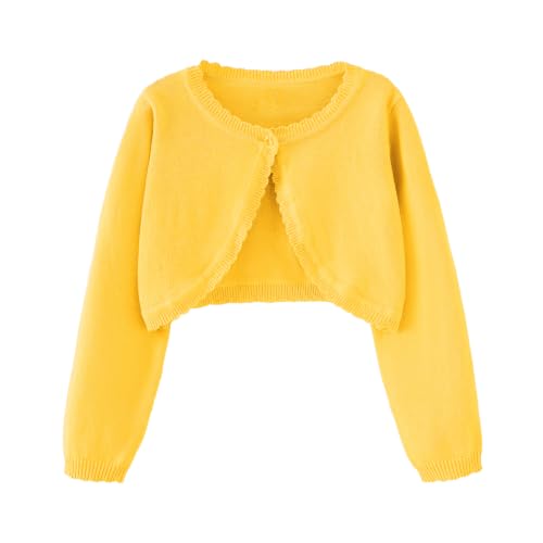 Image of Girls Bolero Cardigan Sweater Toddler Kids Long Sleeve Button Knit Shrug Cropped Cover Up Jacket Tops