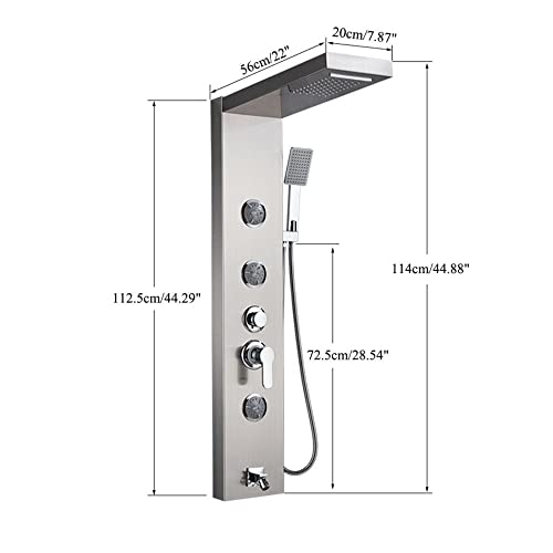 Columna de Ducha Panel de Acero Inoxidable LED sistema de ducha mezcladora con boquillas de masaje y cascada Acabado cepillado miniatura 3