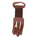 Pesoncarl Archery Glove with Adjustable Wristband, 3 Finger Archery Finger Guard, Vintage & Protective Brown Leather Guards, Replacement Tab for Enthusiasts
