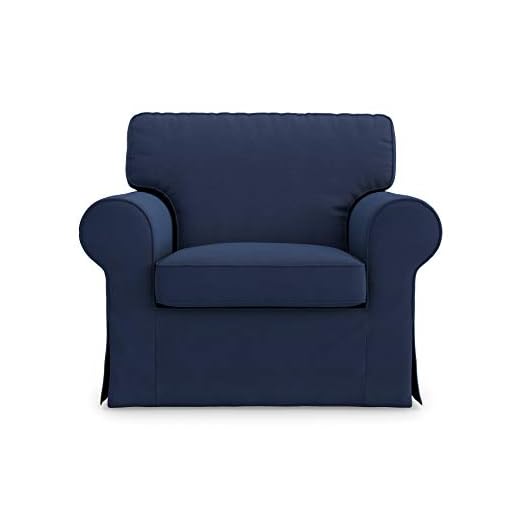 Masters of Covers Fåtöljöverdrag för IKEA Ektorp, handgjord, fåtöljskydd, nytt utseende för din gamla fåtölj, 105 x 80 x 73 cm (blå, bomull)