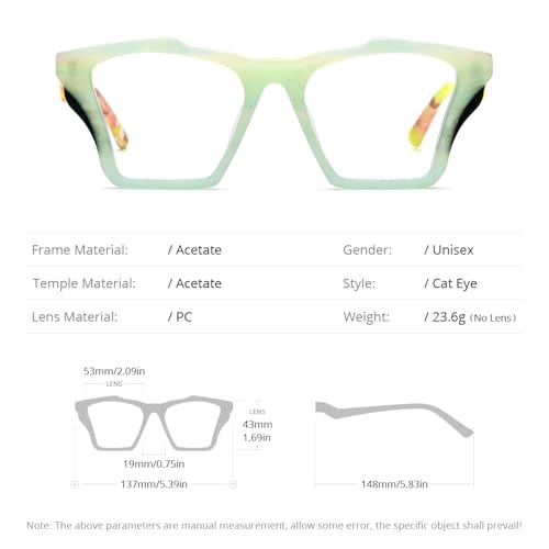 Image of HEPIDEM Gradient Multicolor Acetate Glasses Frame Women Big Oversize Eyeglasses 2023 New Spectacles Eyewear