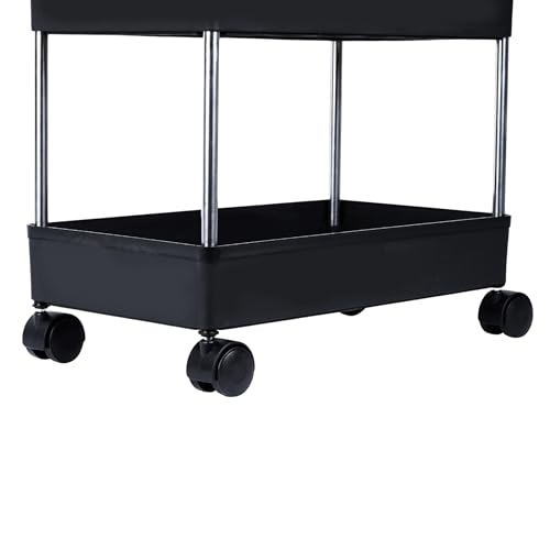 Image of AEXONIZ TOYS Plastic Kitchen Storage Trolley Rack | Multi-Purpose Storage Cart with Wheels for Kitchen & Bathroom|Space-Saving Organizer Rack with Wheels (Black, 5 Layer)