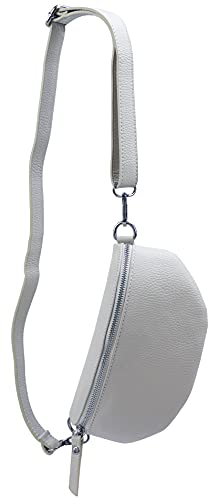 SH Leder ® echt Leder Hüfttasche Damen Herren Unisex Gürteltasche für Festival Reise Bauchtasche kleine Crossbody Bag Frauen Ledertasche 23x12cm AVA G292 (Hellgrau)