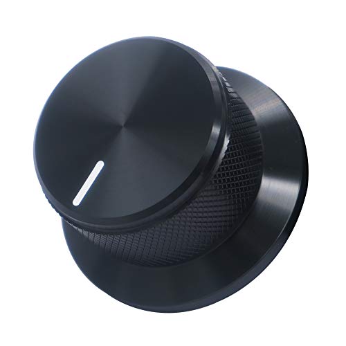Mxuteuk Black Aluminum Alloy Potentiometer Control Knob Volume Tone Audio Electric Guitar Knob Bass Screw Type 44 X 25Mm (Dh) Knob-4425 #TOP2