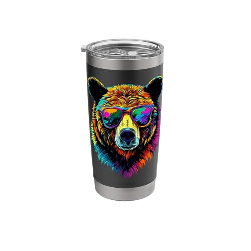 Ours Brun Grizzly Ours Frères Ours Brun Gobelet isotherme en acier inoxydable double paroi
