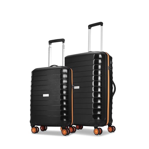 Image of Aristocrat Altitude 8 Wheel Set of 2 (Small + Medium) Hard Case Trolley Bags | Combination Lock |Tough and Durable Luggage | 3 Year International Warranty | Suitcases for Travel| Black