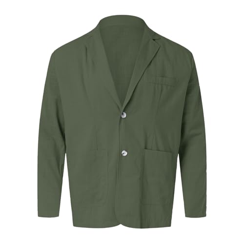 Genérico Nuevo Conjunto para Hombre Vestimenta Moderna Chaqueta de Traje Ligera con Bolsillos Y Botones Estilo Casual Elegante (Army Green, XL)
