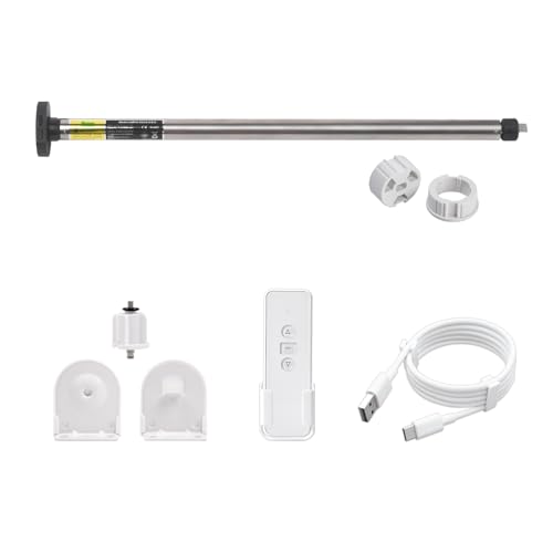 HUIYEETEX Motor de persiana enrollable recargable, kit de motor tubular motorizado con controlador RF de 1 canal que funciona para tubo de sombra de 25 mm