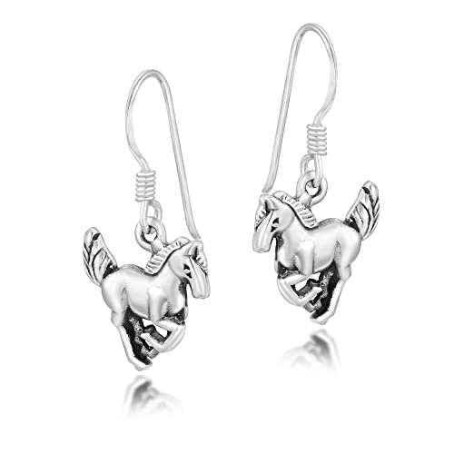 Pendientes colgantes de caballo plata 925 estilo western AeraVida para mujer