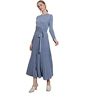 navy blue dress for baby girl Winter Maxi Knit Dress for Women - Fit and Flare, Long Sleeves, Round Neck  - Midi, Aline