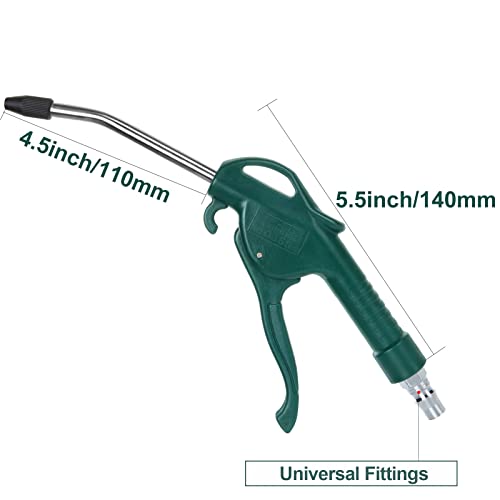MNKNENG 3 Pack Air Blow Gun for Compressor 4.5 Inch Long Air Nozzle Blow Gun High Flow Air Compressor Blowing Guns Kit With Rubber Tip For Truck Car Seat Cleaning (Green)