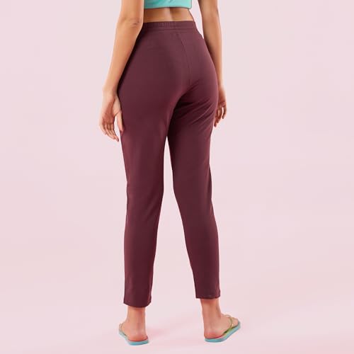 Image of Enamor Mid Rise Ankle Length Drawstring Relax Pants for Women - Slim Fit, Stretch French Terry - E060