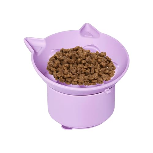 猫用高さ調整キャットボウル - 背高 こぼれ防止 傾斜 皿 | 高め スローフィーダー 猫用 食器 | 屋内屋外対応 食事 ?水 給餌用
