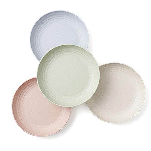 Wheat Straw Plates (4 pack), 8", shatter proof, eco friendly, sustainable to environment