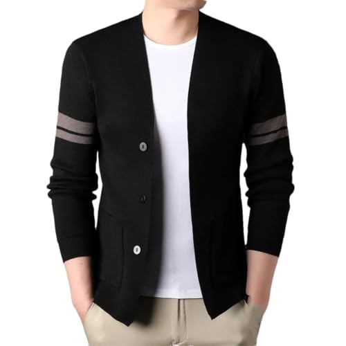 Men's V-Neck Patchwork Knitted Cardigan Casual Long-Sleeved Thin Shawl Sweater3