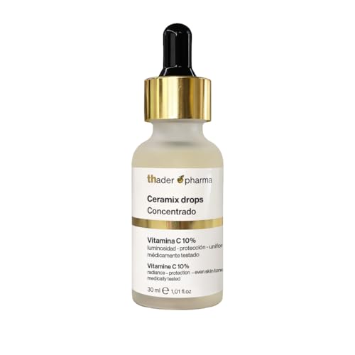 Thader Pharma Concentrado facial de Vitamina C al 10% + B5 Ceramix Drops que ilumina la piel, 30 ml