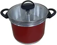 Panela Multiuso 3em1 - Banho Maria Vermelho C/Tampa Vidro