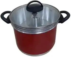 Panela Multiuso 3em1 - Banho Maria Vermelho C/Tampa Vidro