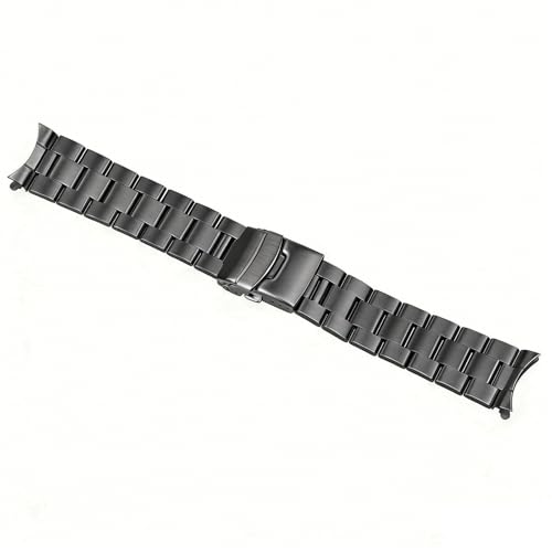 Image of Juntan Stainless Steel Curved Solid End Tapered Watch Band, 18mm 20mm 21mm 22mm Watch Bands Metal Watch Strap Bracelet Replacement Deployment Double Buckle Silver Black Silver Gold