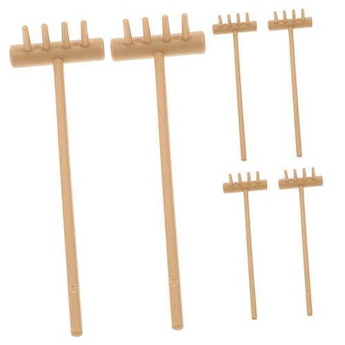 TEHAUX 6 Piezas rastrillo de Arena rastrillo de Musgo paisajismo Mini pequeño salvadera Room Decor Funny Present Micro rastrillos de Micro rastrillos para Zen el plastico Yellow