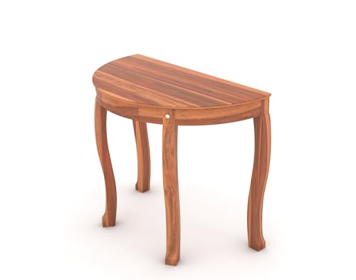 Image of CRAFT D ARTS Solid Sheesham Wooden Sapphire Cross Console Table | Console Table for Living Room, Entryway, Outdoor, Home Decor, Dining Room | Ha;f Round Table | Natural Finish