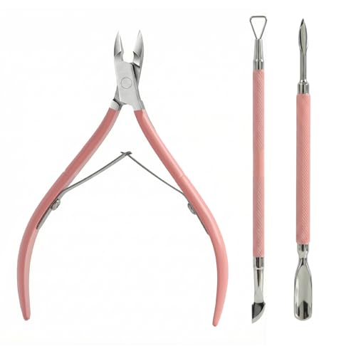 Corta Cuticulas Profesional Herramienta Para Quitar Cutículas De Uñas Incluye Alicates Y Removedor De Cutículas De Acero Inoxidable, Empujador De Cutículas De Doble Extremo Y Raspador Eficaz