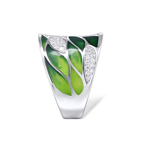 Santuzza 925 Sterling Silver Bamboo Leaves Ring Handmade Enamel Leaf Pattern Ring for Women2