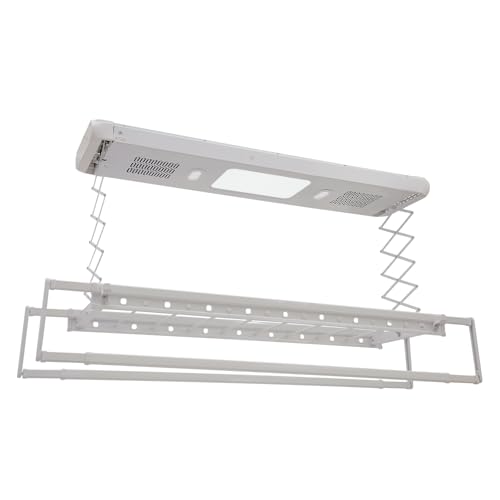 HPDTZ Tendedero eléctrico para colgar la ropa, con mando a distancia, 110 cm, altura de descenso para balcón, montaje en techo, mando a distancia, alcance de 50 m (blanco)